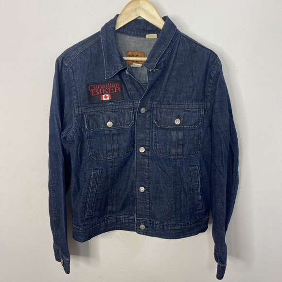 Gap 1969 Men M Canadian Biker Patches Jean Jacket Ncom National Coalition - Picture 1 of 7
